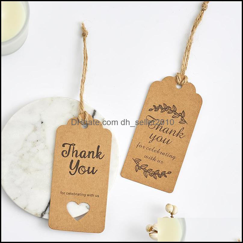 Tags Price Tags Card Printing Flower Head Tags Thank You Kraft Paper English Lift Sub Clothing Label Mark Pendant Card 100Pcs/Lot 4 Dhdxd