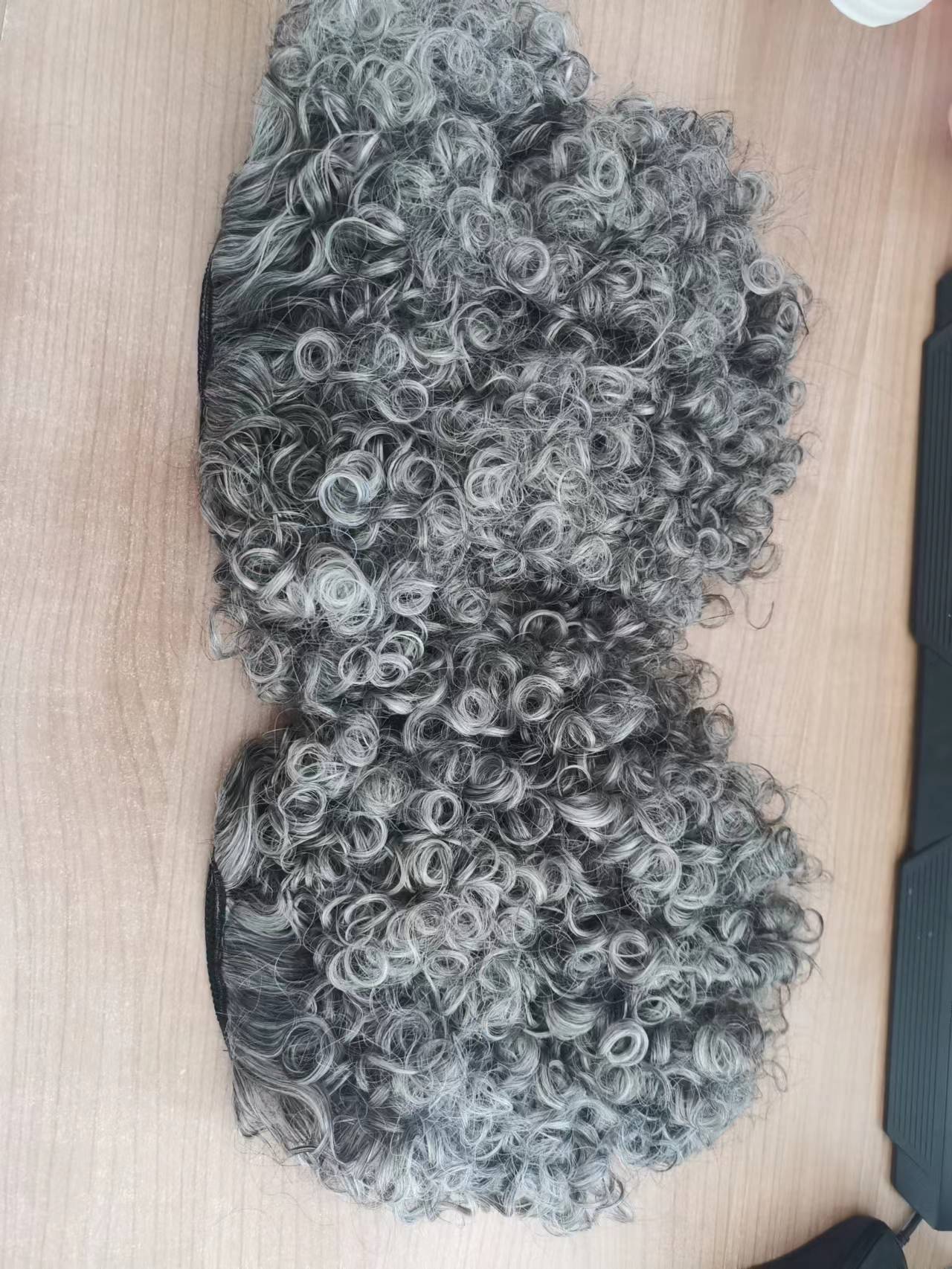 Grey Afro Puff Drawstring Ponytail Hair Extensions gray Kinky Curly Puffs Hairpieces human Short Bun Hairpiece Updo for Black Women Girls 80g 100g 120