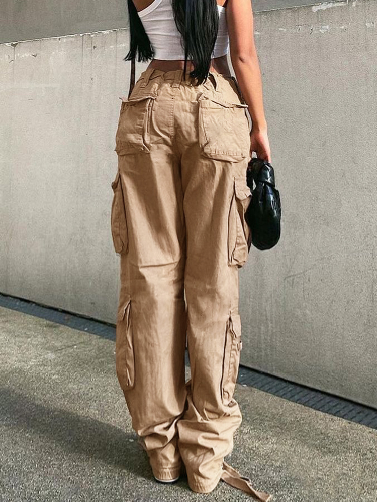 Women's Capris HEYounGIRL Harajuku Hip Hop Casual Low Waist Cargo Pants Women Khaki Pocket Fashion Jeans Lady Cotton Streetwear Denim Trousers 22