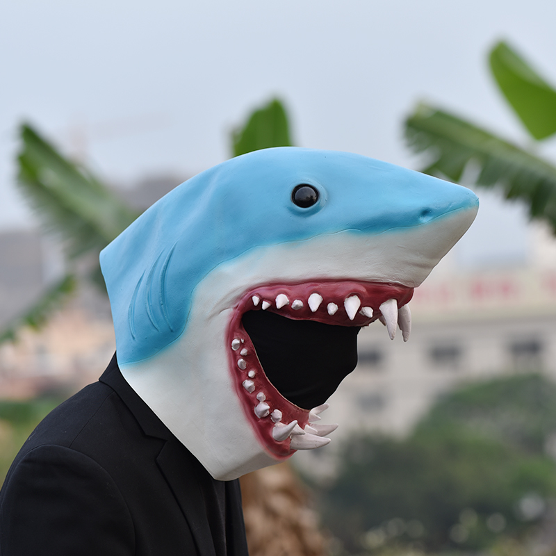 Party Masks Shark Latex Mask Unisex Halloween Masquerade Party Cosplay Headgear Novelty Animal Head Costume Props 220915