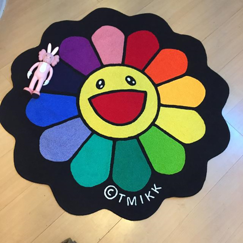 Home Furnishings Aesthetics Carpet Sunflower Takashi Murakami Area Rug Hypebeast Parlor Bedroom Playroom Trending Sneakers Floor Mat Supplier