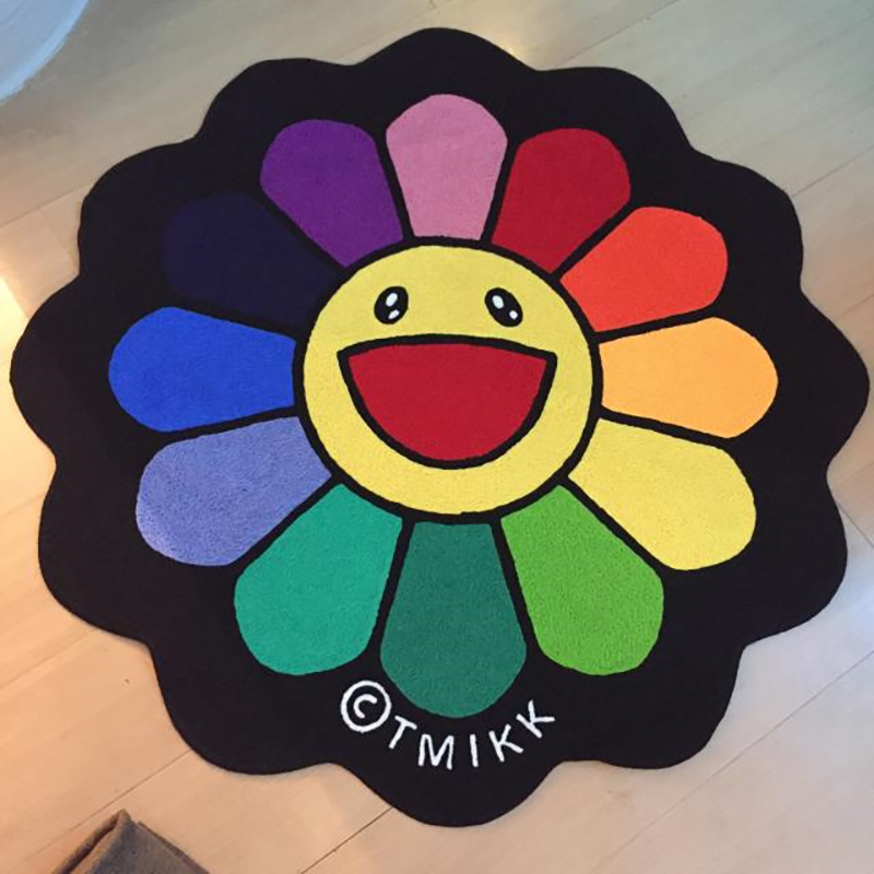 Home Furnishings Aesthetics Carpet Sunflower Takashi Murakami Area Rug Hypebeast Parlor Bedroom Playroom Trending Sneakers Floor Mat Supplier