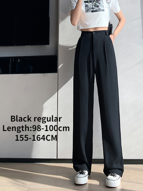 Women's Pants Capris Casual High Waist Loose Wide Leg Pants for Women Spring Autumn Female Floor-Length White Suits Pants Ladies Long Trousers 22