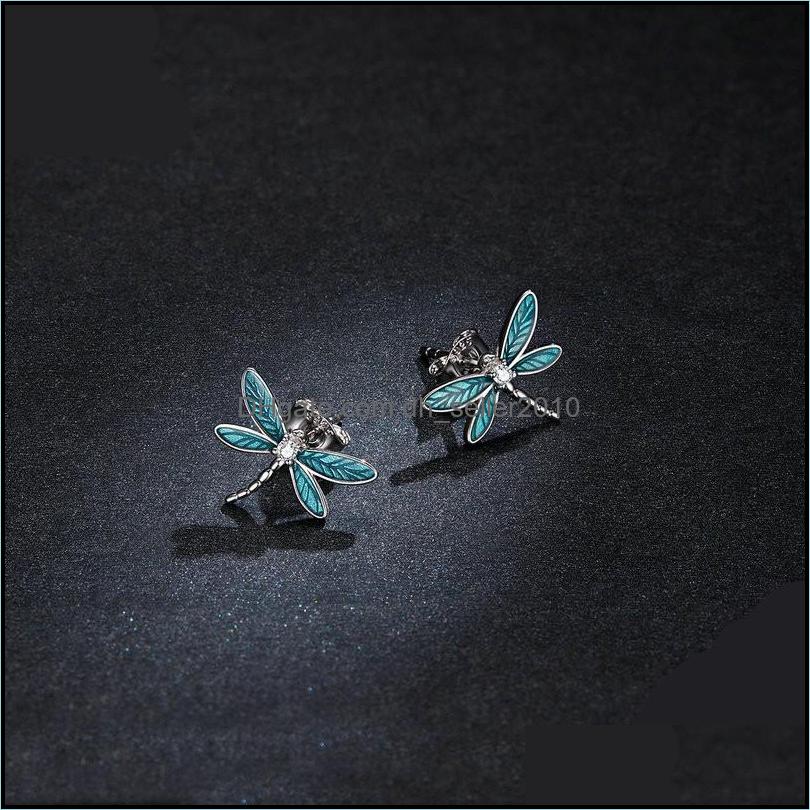 Charm 925 Sterling Sier Dragonfly Earrings For Women Hypoallergenic Jewelry Kid Earring 1807 V2 Drop Delivery 2021 Dhseller2010 Dhun3