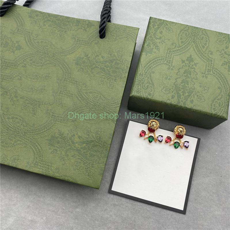 Chic Colored Pendant Earrings Charm Designer Tiger Head Letter Crystal Studs Women Colorful Diamond Eardrop With Gift Box
Chic Colored Pendant Earrings Charm Designer Tiger Head Letter Crystal Studs Women Colorful Diamond Eardrop With Gift Box