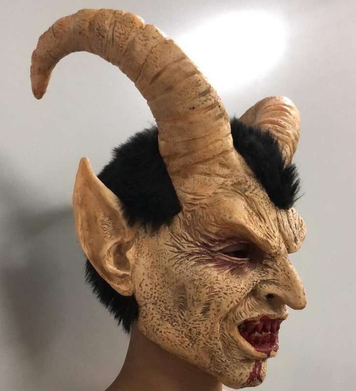 Party Masks Lucifer Horn masque latex Masks Halloween Costume Scary demon devil movie cosplay Horrible mask Adults Party props 220915