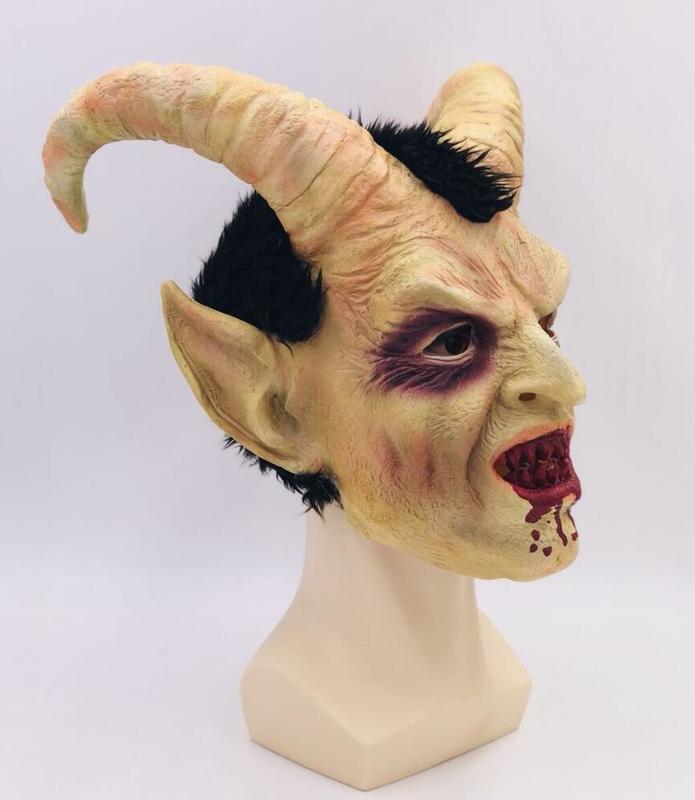 Party Masks Lucifer Horn masque latex Masks Halloween Costume Scary demon devil movie cosplay Horrible mask Adults Party props 220915