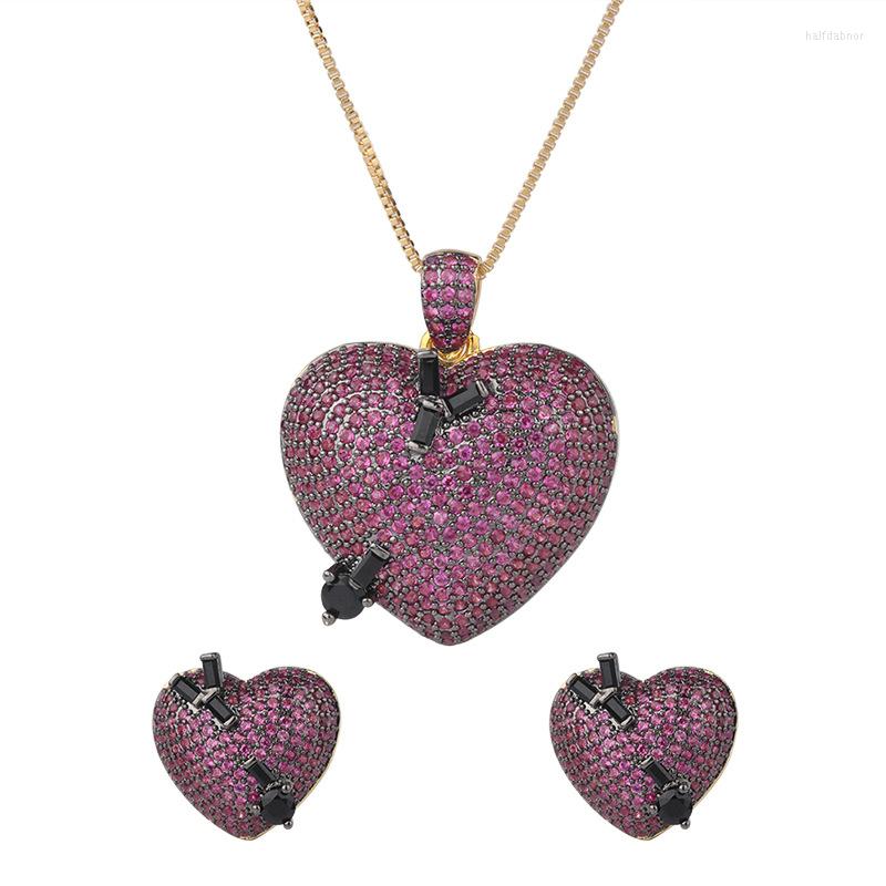 Necklace Earrings Set Luxury Heart Shape Stud Pendant Paved Micro Cubic Zirconia Stone Crystal Gold Color CZ Bridal, Picture shown
Necklace Earrings Set Luxury Heart Shape Stud Pendant Paved Micro Cubic Zirconia Stone Crystal Gold Color CZ Bridal, Picture shown