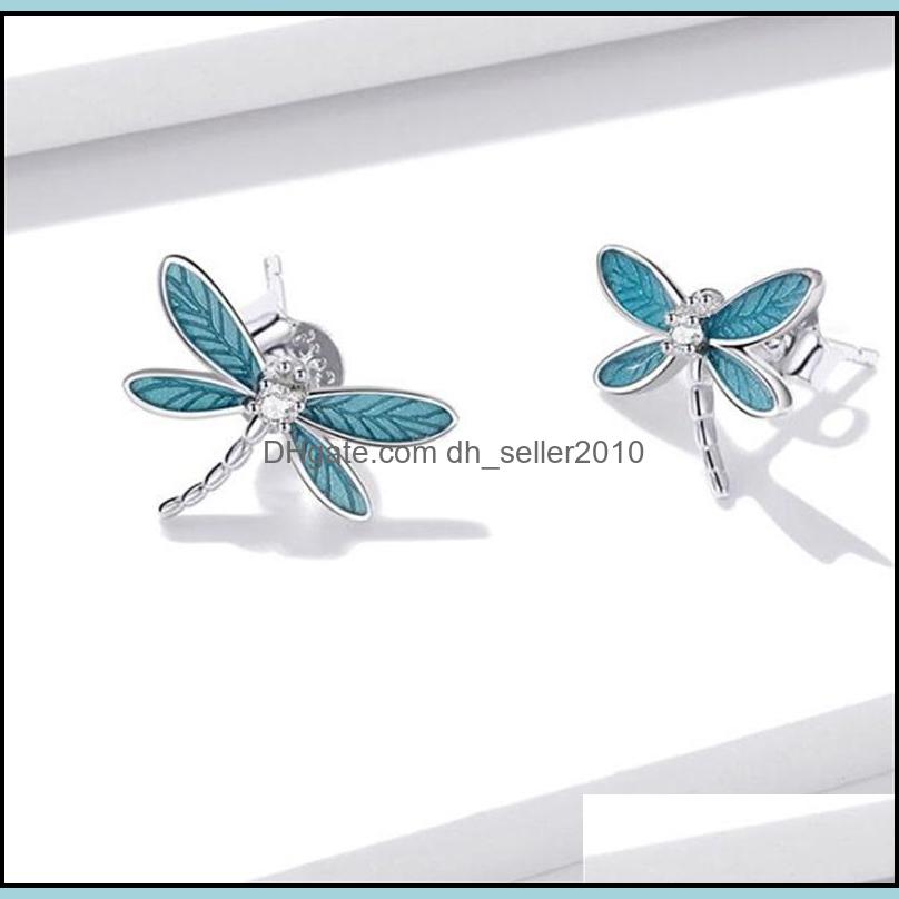 Charm 925 Sterling Sier Dragonfly Earrings For Women Hypoallergenic Jewelry Kid Earring 1807 V2 Drop Delivery 2021 Dhseller2010 Dhun3
