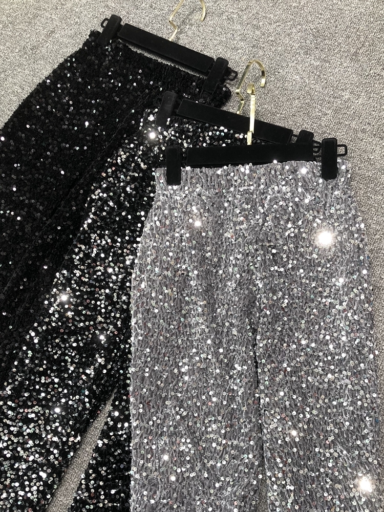 Women's Pants Capris High Waisted Streetwear Loose Micro Flared Show Tall Waist Trousers of Silver Pants To Mop The Floor Female Pants 220916