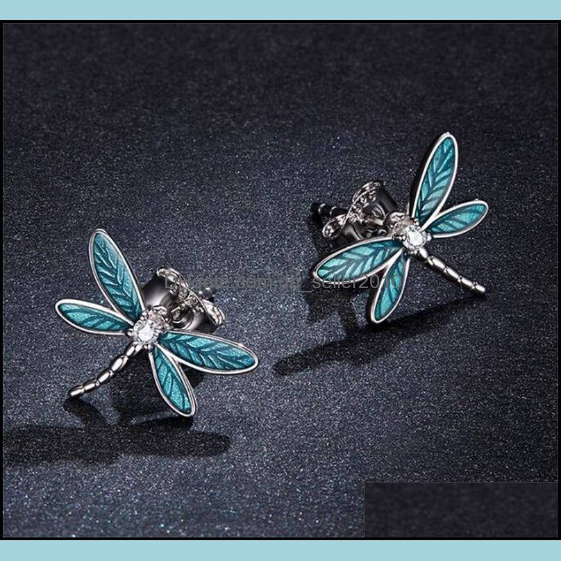 Charm 925 Sterling Sier Dragonfly Earrings For Women Hypoallergenic Jewelry Kid Earring 1807 V2 Drop Delivery 2021 Dhseller2010 Dhun3