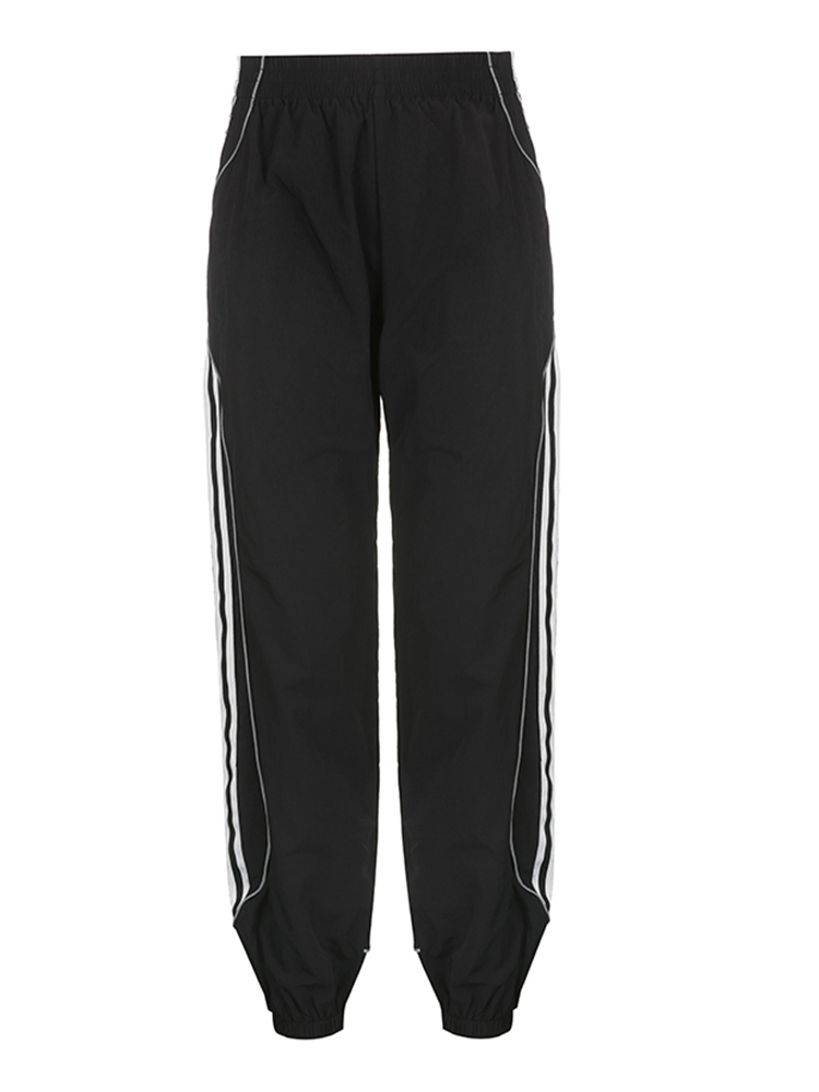 Women's Pants Capris Weekeep Black Sweatpants Elastic Low Waist Straight Sports Jogging Capris Korean Fashion Streetwear Casual Pants for Women B