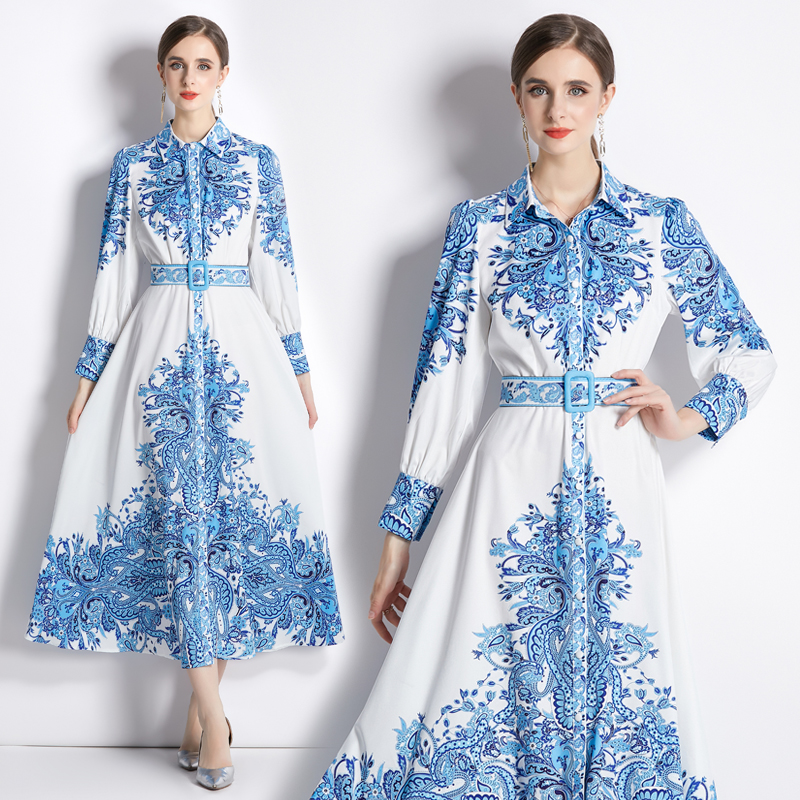 2022 Fine Elegant Designer Print Maxi Dress Women Long Sleeve Vintage Lapel Classic Button Shirt Dresses Office Lady Loose Big Swing Frock Spring Autumn Casual Robes, White
2022 Fine Elegant Designer Print Maxi Dress Women Long Sleeve Vintage Lapel Classic Button Shirt Dresses Office Lady Loose Big Swing Frock Spring Autumn Casual Robes, White