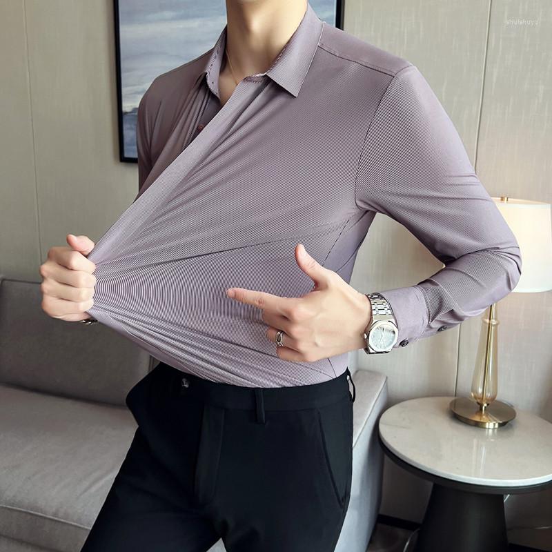 Men's Casual Shirts Classic Striped Men Autumn Long Sleeve High Elasticity Seamless Slim Shirt Business Dress Camisa Masculina, Dark blue
Men's Casual Shirts Classic Striped Men Autumn Long Sleeve High Elasticity Seamless Slim Shirt Business Dress Camisa Masculina, Dark blue