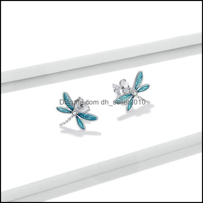 Charm 925 Sterling Sier Dragonfly Earrings For Women Hypoallergenic Jewelry Kid Earring 1807 V2 Drop Delivery 2021 Dhseller2010 Dhun3