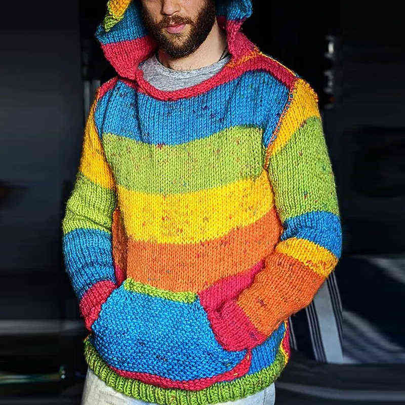 Men's Sweaters Fashion Colorful Striped Knitted Hoodies Men Autumn Winter Casual Hooded Sweaters Mens Knitting Sweater Tops Long Sleeve Hoodie J220915, 02 no hooded
Men's Sweaters Fashion Colorful Striped Knitted Hoodies Men Autumn Winter Casual Hooded Sweaters Mens Knitting Sweater Tops Long Sleeve Hoodie J220915, 02 no hooded