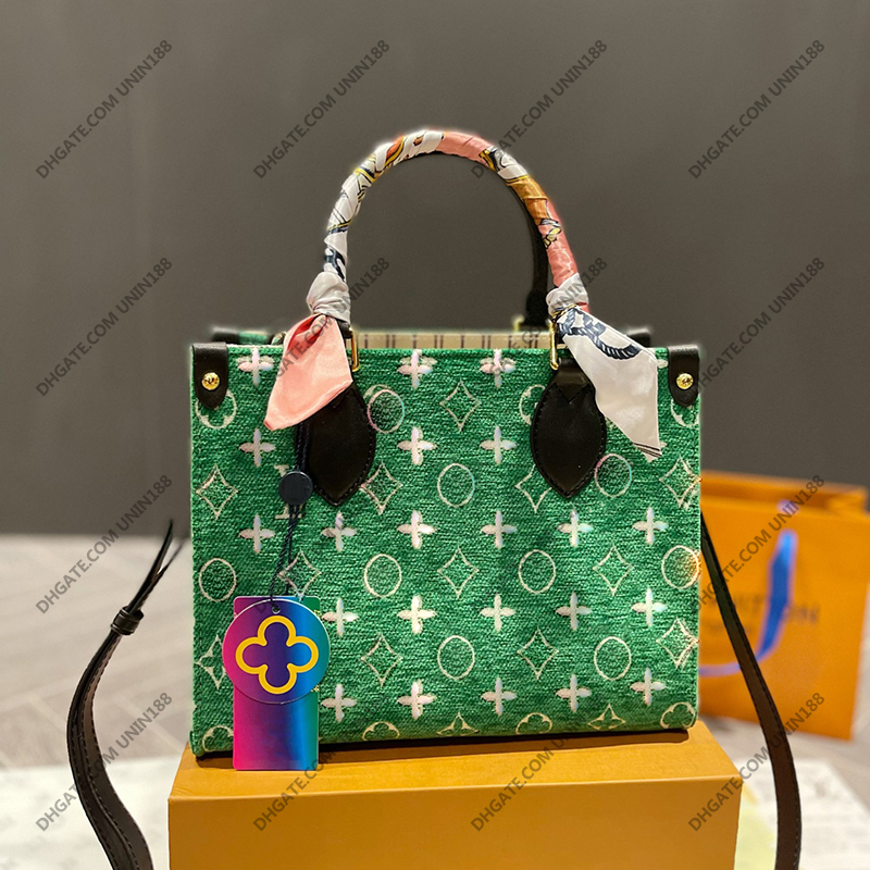 Retro Onthego Womens Totes Shopping Bags Handbag Luxurys Designers Shouder Crossbody Bag Green Denim Travel Handbags For Women 25cm With Shoulder Straps, Box
Retro Onthego Womens Totes Shopping Bags Handbag Luxurys Designers Shouder Crossbody Bag Green Denim Travel Handbags For Women 25cm With Shoulder Straps, Box