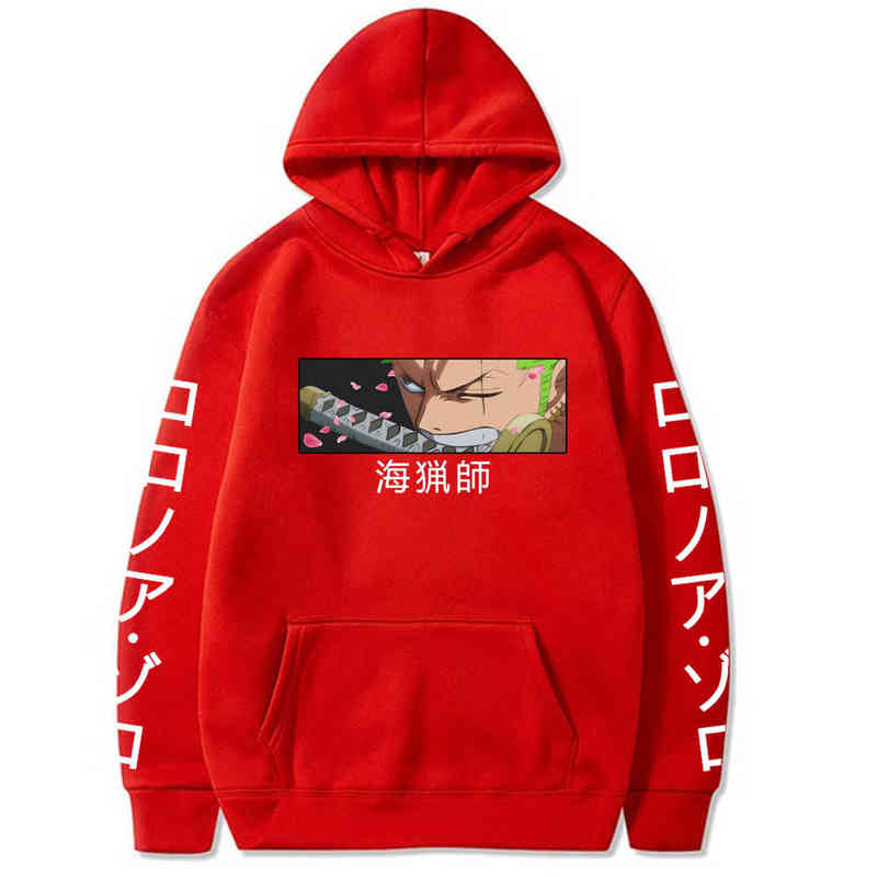 Men's Hoodies Sweatshirts Roronoa Zoro Print Anime Hoody Streetwear Tops Men Hoodies One Piece Anime Pullovers Hoodies Sweatshirts G220916