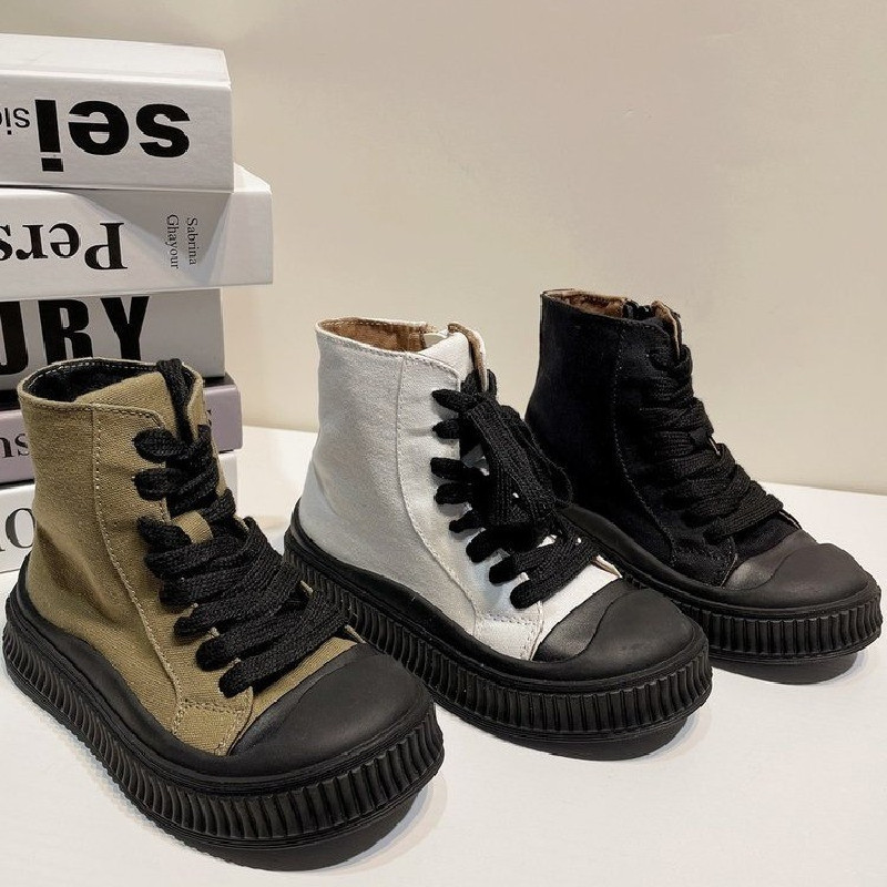 Boots Children s High Top Sneakers Kids Girls Canvas Casual Shoes Lace Up Flat Baby Infant Toddler Winter boys 21 30 220915