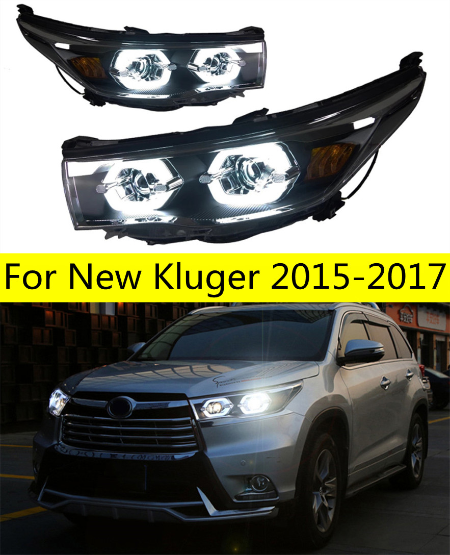 Car Head Lights Parts For New Kluger 20 15-20 17 highlander LED Front Headlight Replacement DRL Daytime light Projector Facelift
