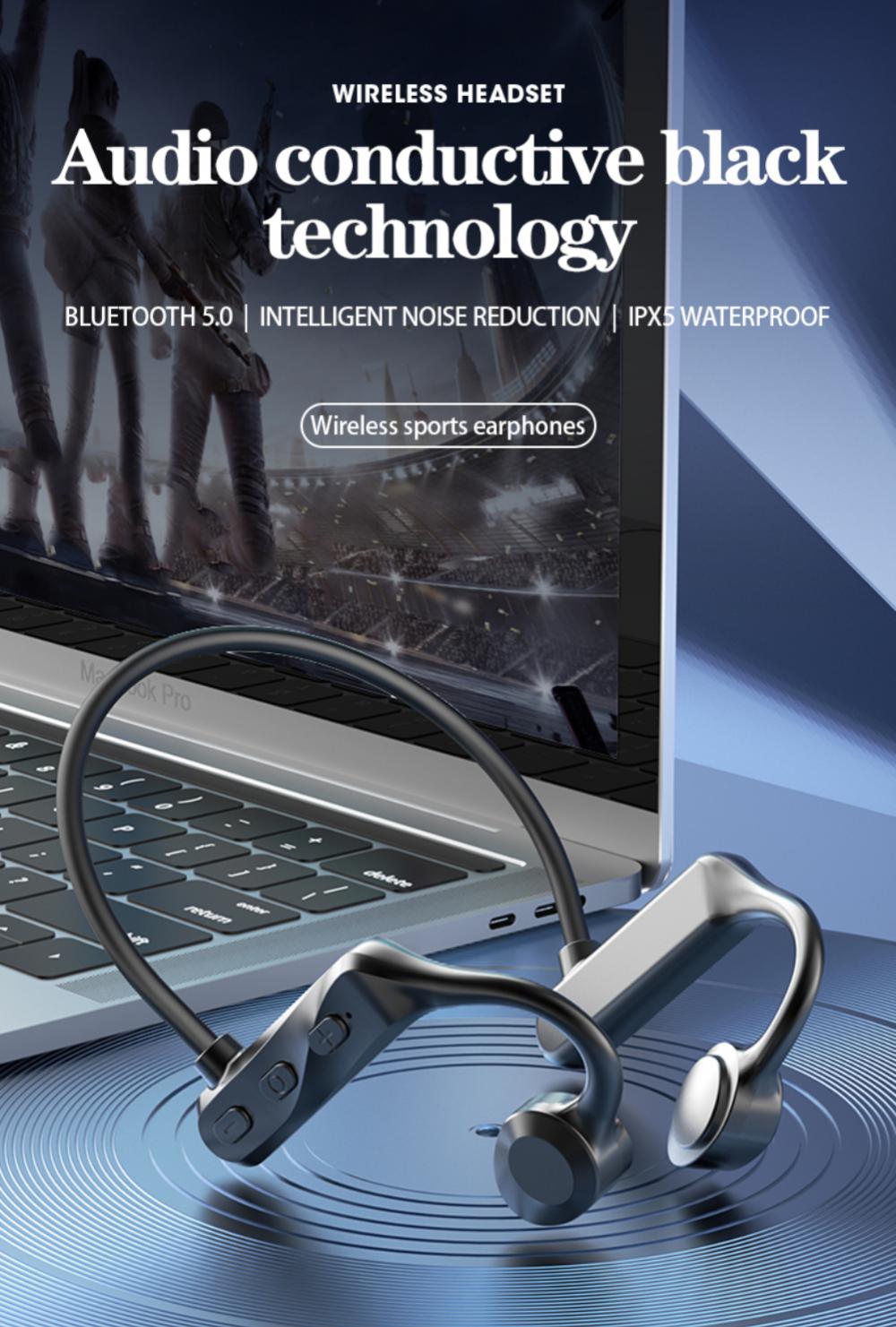 Bone Conduction Bluetooth Wireless Headphone HIFI Mini In-Ear Headset Waterproof Sport Earphones Lightweight Ear Hook