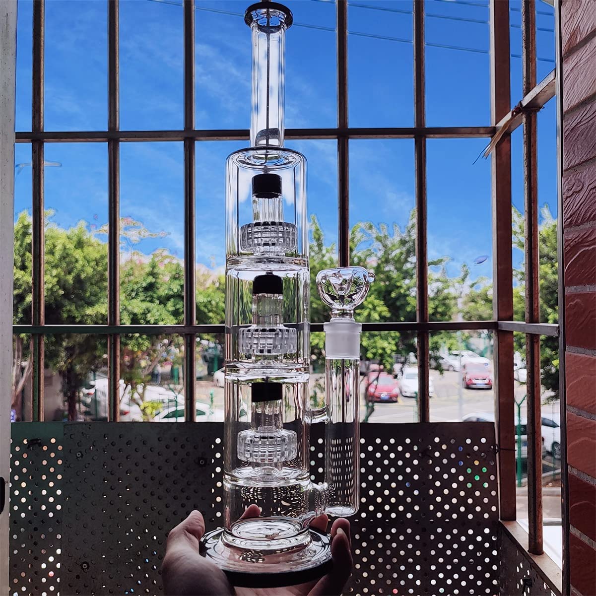 Triple Chamber Stereo Matrix Bong hookahs Glass Water bongs Gravity Bong Smoke Pipe Bubbler Dab Rigs with 18mm bowl
