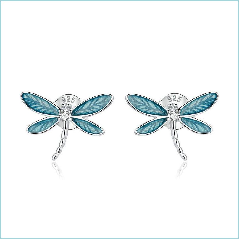 Charm 925 Sterling Sier Dragonfly Earrings For Women Hypoallergenic Jewelry Kid Earring 1807 V2 Drop Delivery 2021 Dhseller2010 Dhun3