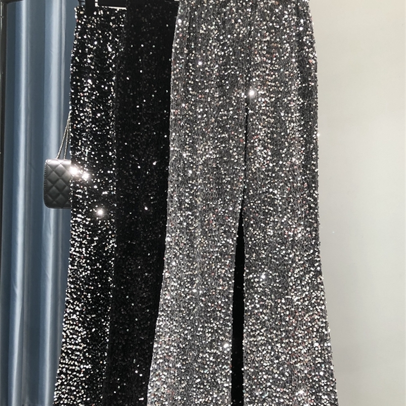 Women's Pants Capris High Waisted Streetwear Loose Micro Flared Show Tall Waist Trousers of Silver Pants To Mop The Floor Female Pants 220916