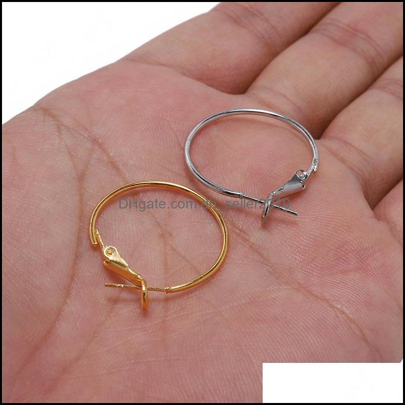 Hoop Huggie 10Pcs/Lot Gold Round Earring Hoop Hooks For Jewelry Making Finding Diy Earrings Accessories Supplies 1501 Q2 Drop Deliver Dh9Jm