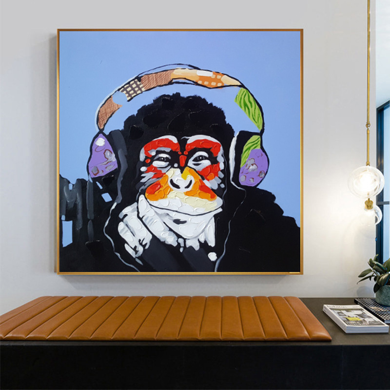 Poster Oil Painting Printed on Canvas Animal Abstract Thinking Monkey Gorilla With Headphone Wall Pictures for Kids Room Decor
Poster Oil Painting Printed on Canvas Animal Abstract Thinking Monkey Gorilla With Headphone Wall Pictures for Kids Room Decor