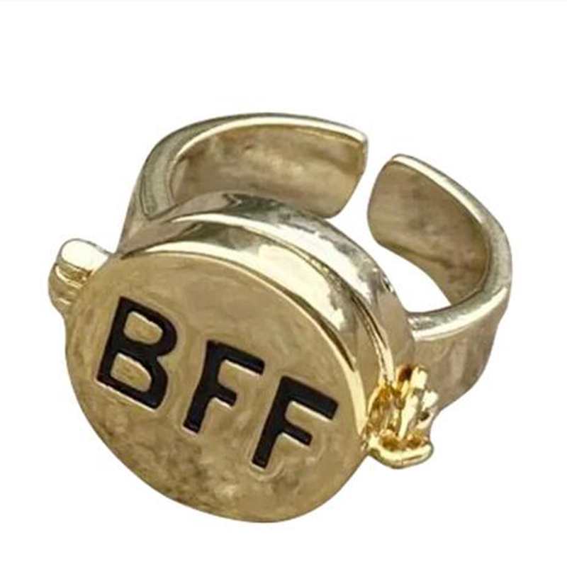 BFF Cute Anime Ring Women Girls Open Adjustable Cover Ring Gold Rings for Forever Close Friend Gift