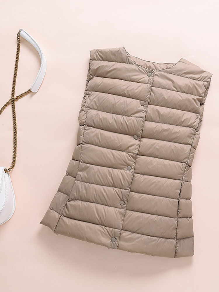 Women's Down Parkas Ultralight Down Vest Women Single-breasted Sleeveless Female Duck Down Waistcoat Puffer Feather Padded Warm Jacket 220916