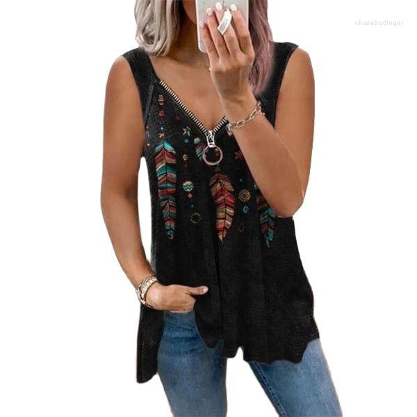 Women' T Shirts 2022 Summer Printed V-Neck Zipper Sleeveless T-Shirt Women, Green
Women' T Shirts 2022 Summer Printed V-Neck Zipper Sleeveless T-Shirt Women, Green