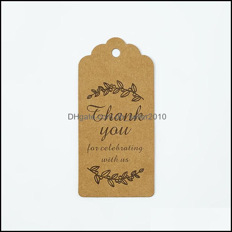 Tags Price Tags Card Printing Flower Head Tags Thank You Kraft Paper English Lift Sub Clothing Label Mark Pendant Card 100Pcs/Lot 4 Dhdxd