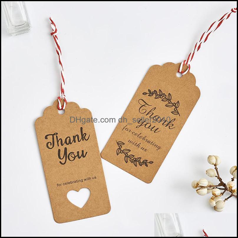 Tags Price Tags Card Printing Flower Head Tags Thank You Kraft Paper English Lift Sub Clothing Label Mark Pendant Card 100Pcs/Lot 4 Dhdxd