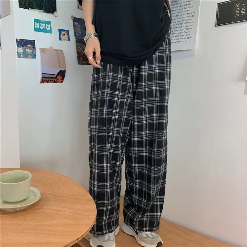 Women's Pants Capris drop Harajuku Plaid For Women Trousers Streetwear Loose Wide Leg Summer Ladies Causal Oversize 220916 Z260314
