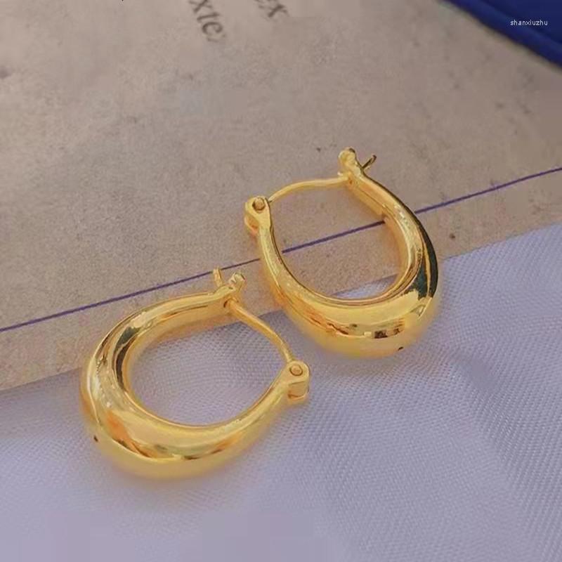 Hoop Earrings RUIYI Real 18K Gold Earring Pure AU750 Ins Luxury Style For Women Fine Jewelry Gift