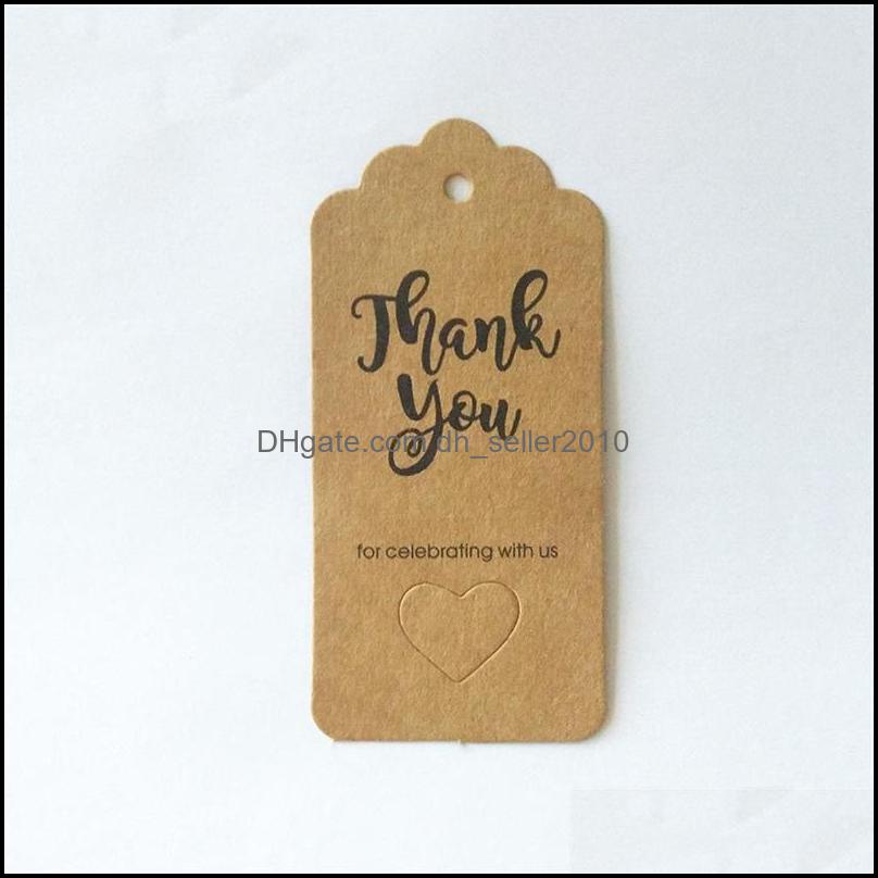 Tags Price Tags Card Printing Flower Head Tags Thank You Kraft Paper English Lift Sub Clothing Label Mark Pendant Card 100Pcs/Lot 4 Dhdxd