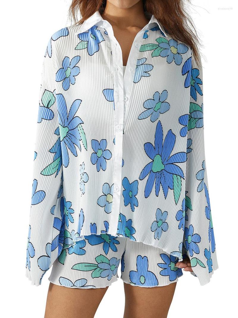 Women' Tracksuits Women Two-piece Pants Suit Flower Irregular Printing Long Sleeve Blouse And Straight-leg Shorts, Green
Women' Tracksuits Women Two-piece Pants Suit Flower Irregular Printing Long Sleeve Blouse And Straight-leg Shorts, Green