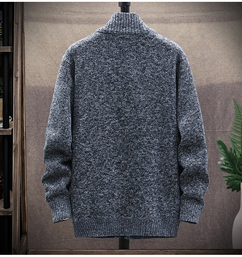 Men's Wool Blends Men's Stand-up Collar Sweater Large Size Loose Cardigan Jacket Casual Autumn And Winter Plus Velvet Thick Warm Knitted Swe