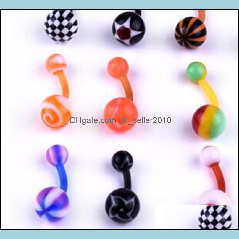 Navel Bell Button Rings Acrylic Navel Ring Colorf Mixed Loading Piercing Umbilical Nail Body Jewelry Women Lady Rainbo Dhseller2010 Dhc9T