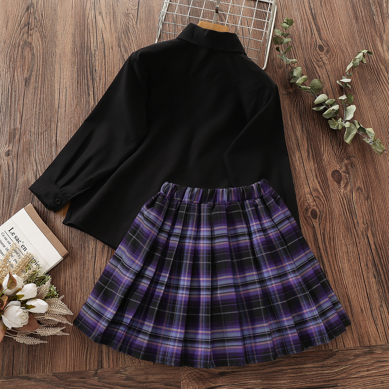 Clothing Sets School Uniform Suit Baby Girls Sets Autumn Spring Cotton Tops Long Sleeve Skrit 2 Pieces Kids Clothes Children Outfits 6 8 10Y 220916