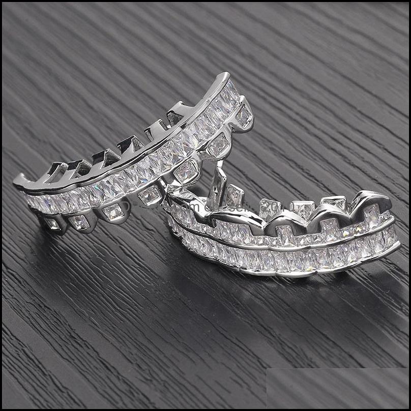 Grillz Dental Grills New Baguette Set Teeth Grillz Top Bottom Sier Color Grills Dental Mouth Hip Hop Fashion Jewelry Dhseller2010 Dhszq