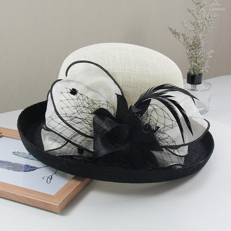 Berets Women Chic Fascinator Hat Cocktail Party Fedora Fashion Headwear Bride Wedding Hair Accessories Lady HatsBerets BeretsBerets, White