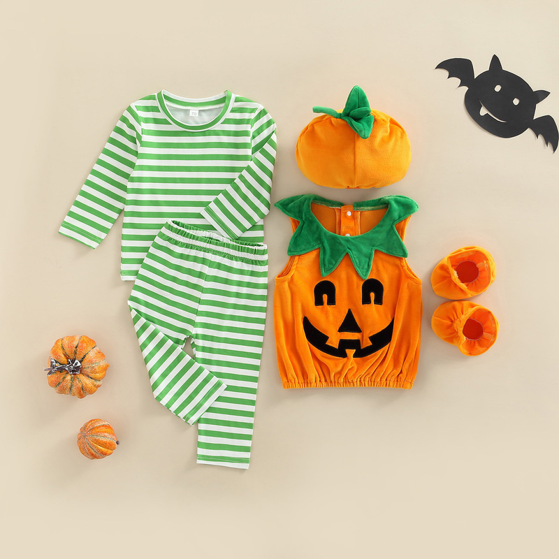 Clothing Sets Toddler Outfit Suit Baby Girl Boy Long Sleeve Halloween Pumpkin Print Loose Tops Fall Casual Pants Hat Shoes 220916