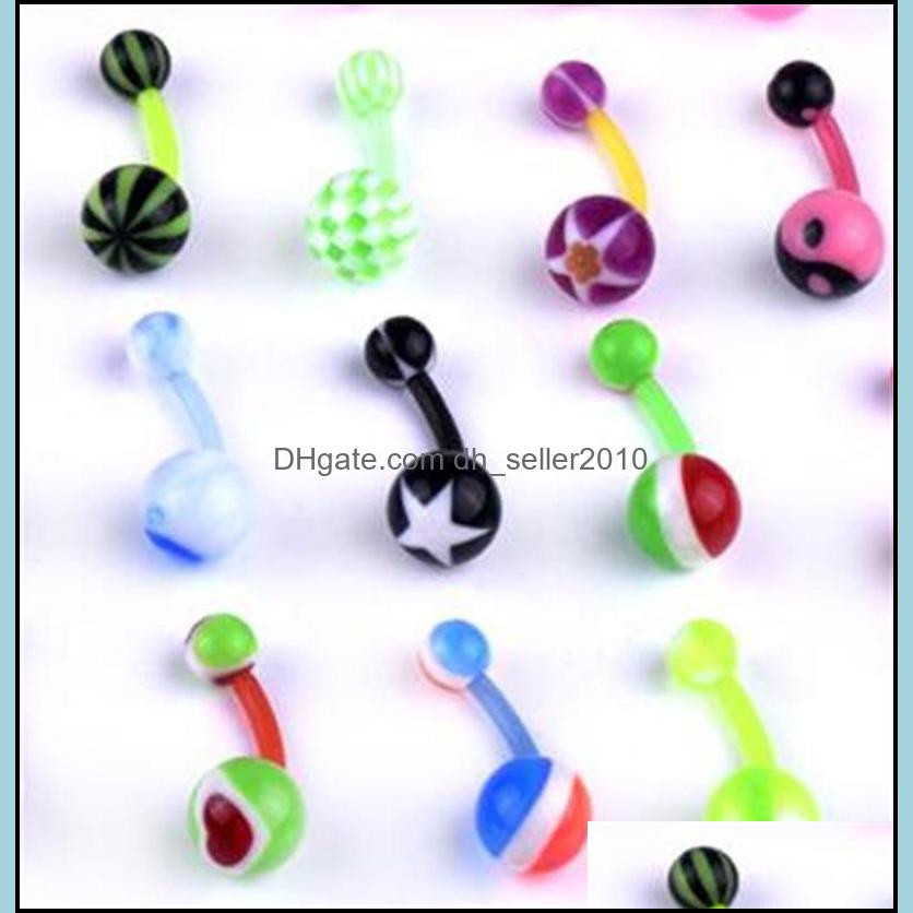 Navel Bell Button Rings Acrylic Navel Ring Colorf Mixed Loading Piercing Umbilical Nail Body Jewelry Women Lady Rainbo Dhseller2010 Dhc9T