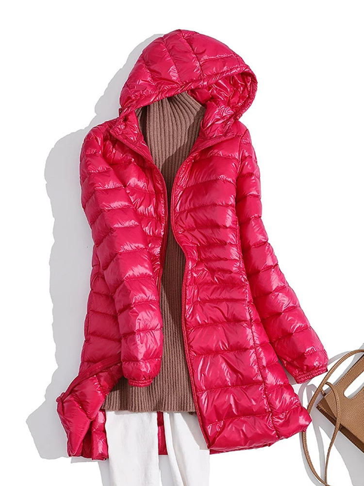 Women's Down Parkas Woman Duck Down Jackets Autumn Winter Ultralight Hooded Women Down Coat Portable Long Parkas Padded Puffer Overcoat 5XL 6XL 7