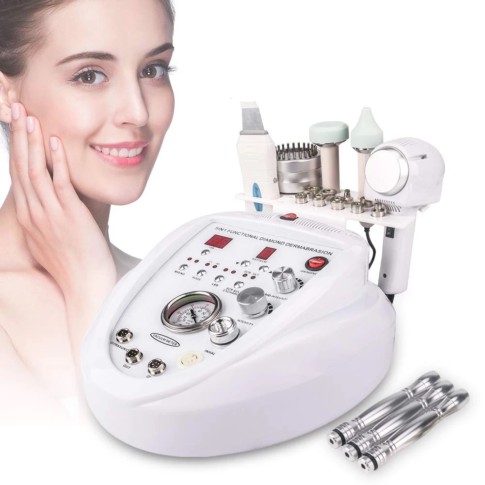 5-in-1 Diamond Microdermabrasion Machine for Face & Neck, Deep Cleansing & Exfoliation, Skin Tightening, Wrinkle Reduction, Home & Spa Use