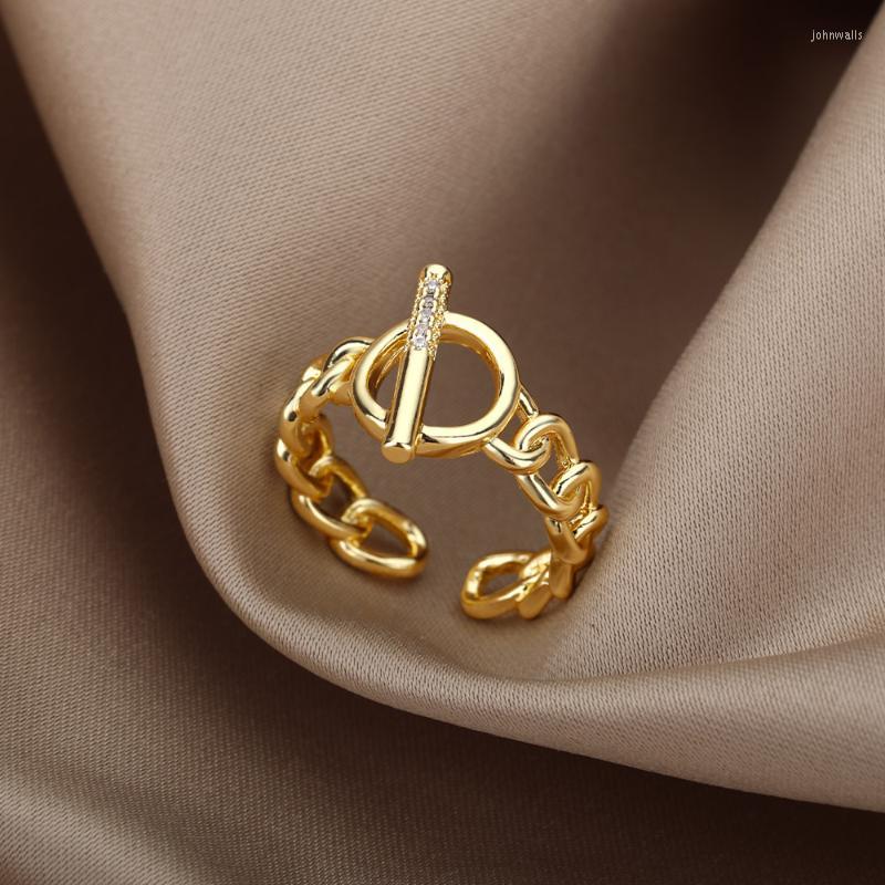 Cluster Rings Zircon OT Buckle For Women Stainless Steel Gothic Adjustable Punk Cuban Chain Finger Ring 2022 Fashion Party Jewelry GiftClust
Cluster Rings Zircon OT Buckle For Women Stainless Steel Gothic Adjustable Punk Cuban Chain Finger Ring 2022 Fashion Party Jewelry GiftClust