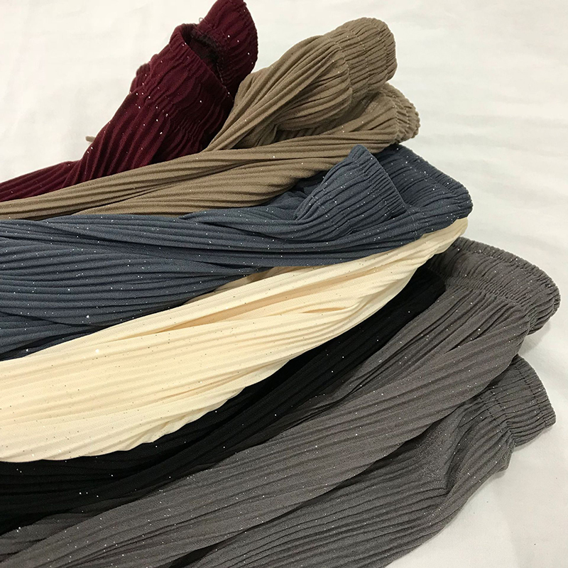 Women's Pants Capris DASSWEI Summer Blingbling Casual Elastic High Waist Sparkling Wide Leg Thin Loose Pleated Fashion 220916